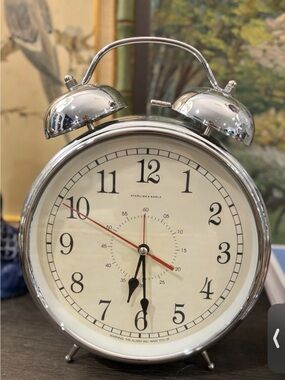 Vintage Sterling & Noble Silver Twin-Bell Alarm Clock MINT